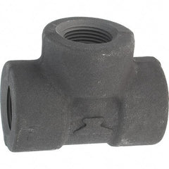 Made in USA - Size 3/4", Class 3,000, Forged Carbon Steel Black Pipe Tee - 925 psi, Threaded End Connection - Eagle Tool & Supply