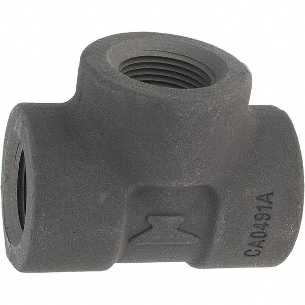 Made in USA - Size 1", Class 3,000, Forged Carbon Steel Black Pipe Tee - 925 psi, Threaded End Connection - Eagle Tool & Supply