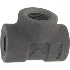 Made in USA - Size 1", Class 3,000, Forged Carbon Steel Black Pipe Tee - 925 psi, Threaded End Connection - Eagle Tool & Supply