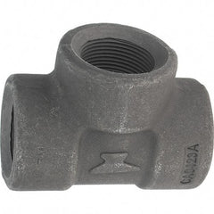 Made in USA - Size 1-1/4", Class 3,000, Forged Carbon Steel Black Pipe Tee - 925 psi, Threaded End Connection - Eagle Tool & Supply