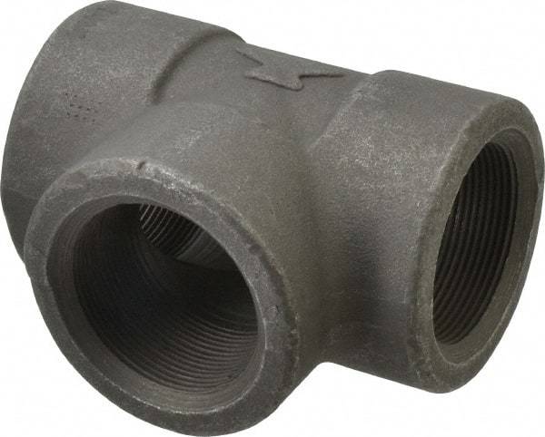 Made in USA - Size 2", Class 3,000, Forged Carbon Steel Black Pipe Tee - 925 psi, Threaded End Connection - Eagle Tool & Supply
