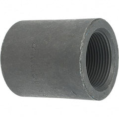 Made in USA - Size 1-1/4", Class 3,000, Forged Carbon Steel Black Pipe Coupling - 925 psi, Threaded End Connection - Eagle Tool & Supply