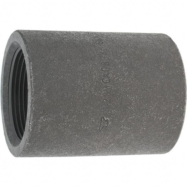 Made in USA - Size 1-1/2", Class 3,000, Forged Carbon Steel Black Pipe Coupling - 925 psi, Threaded End Connection - Eagle Tool & Supply