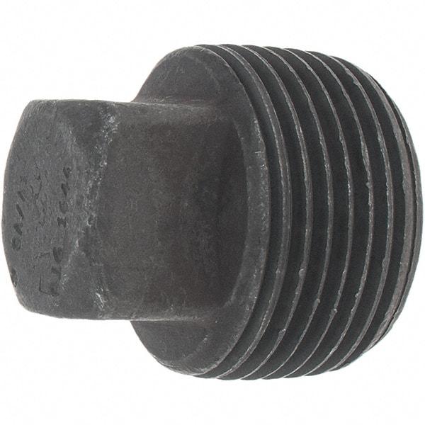 Made in USA - Size 1", Class 3,000, Forged Carbon Steel Black Pipe Square Plug - 925 psi, Threaded End Connection - Eagle Tool & Supply