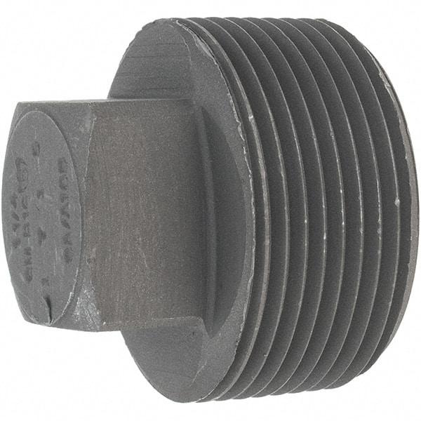 Made in USA - Size 1-1/4", Class 3,000, Forged Carbon Steel Black Pipe Square Plug - 925 psi, Threaded End Connection - Eagle Tool & Supply