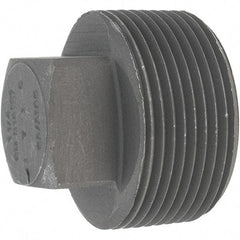 Made in USA - Size 1-1/4", Class 3,000, Forged Carbon Steel Black Pipe Square Plug - 925 psi, Threaded End Connection - Eagle Tool & Supply