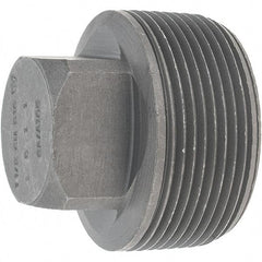 Made in USA - Size 1-1/2", Class 3,000, Forged Carbon Steel Black Pipe Square Plug - 925 psi, Threaded End Connection - Eagle Tool & Supply
