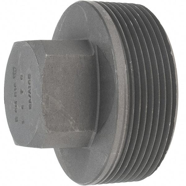 Made in USA - Size 2", Class 3,000, Forged Carbon Steel Black Pipe Square Plug - 925 psi, Threaded End Connection - Eagle Tool & Supply