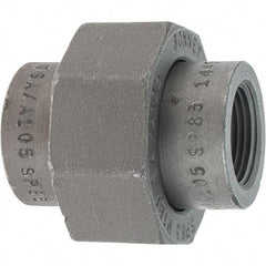 Made in USA - Size 3/4", Class 3,000, Forged Carbon Steel Black Pipe Union - 925 psi, Threaded End Connection - Eagle Tool & Supply