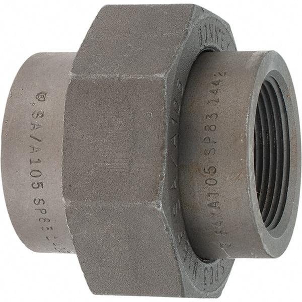 Made in USA - Size 1-1/2", Class 3,000, Forged Carbon Steel Black Pipe Union - 925 psi, Threaded End Connection - Eagle Tool & Supply