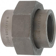 Made in USA - Size 1-1/2", Class 3,000, Forged Carbon Steel Black Pipe Union - 925 psi, Threaded End Connection - Eagle Tool & Supply