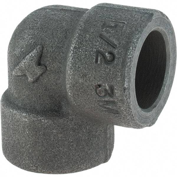 Made in USA - Size 1/2", Class 3,000, Forged Carbon Steel Black Pipe 90° Elbow - 925 psi, Socket Weld End Connection - Eagle Tool & Supply