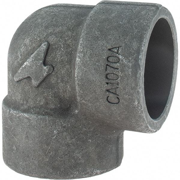 Made in USA - Size 1-1/2", Class 3,000, Forged Carbon Steel Black Pipe 90° Elbow - 925 psi, Socket Weld End Connection - Eagle Tool & Supply