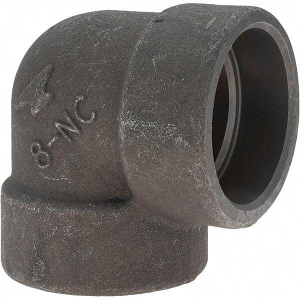 Made in USA - Size 2", Class 3,000, Forged Carbon Steel Black Pipe 90° Elbow - 925 psi, Socket Weld End Connection - Eagle Tool & Supply