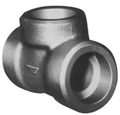 Made in USA - Size 2-1/2", Class 3,000, Forged Carbon Steel Black Pipe Tee - 3,000 psi, Socket Weld End Connection - Eagle Tool & Supply