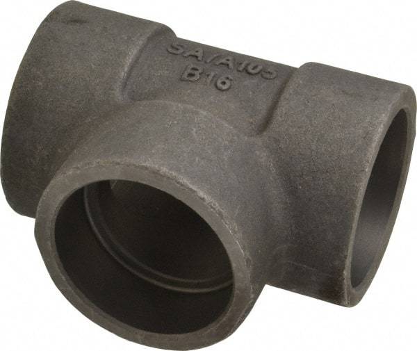 Made in USA - Size 2", Class 3,000, Forged Carbon Steel Black Pipe Tee - 925 psi, Socket Weld End Connection - Eagle Tool & Supply