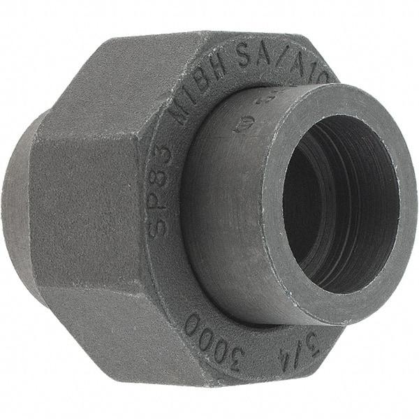Made in USA - Size 3/4", Class 3,000, Forged Carbon Steel Black Pipe Union - 925 psi, Socket Weld End Connection - Eagle Tool & Supply