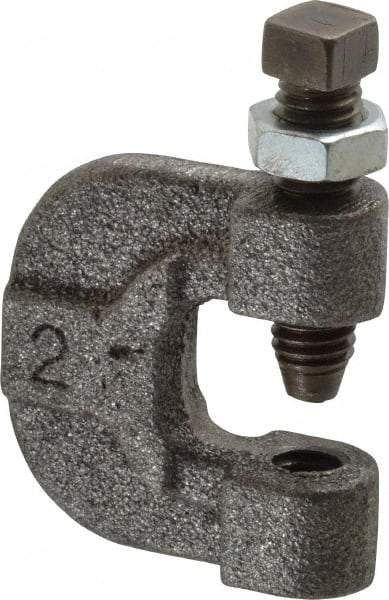 Made in USA - 3/4" Max Flange Thickness, 3/8" Rod C-Clamp with Locknut - 400 Lb Capacity, Ductile Iron - Eagle Tool & Supply