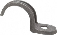 Made in USA - 1-1/2" Pipe, Malleable Iron, Black Plated" Pipe or Conduit Strap - 1 Mounting Hole - Eagle Tool & Supply