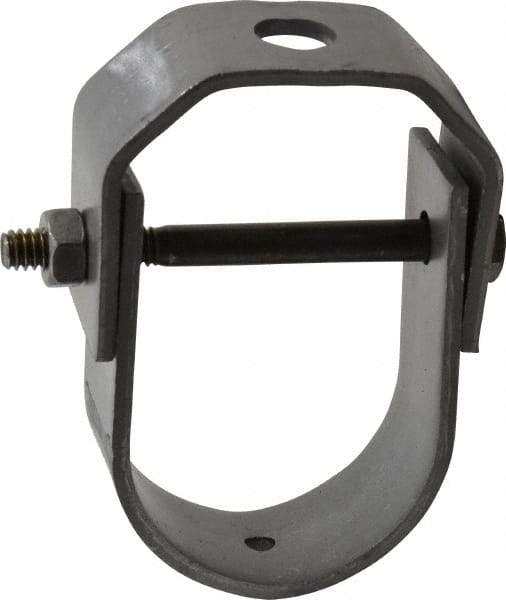 Made in USA - 1-1/4" Pipe, 3/8" Rod, Carbon Steel Adjustable Clevis Hanger - Black Coated, 610 Lb Capacity - Eagle Tool & Supply