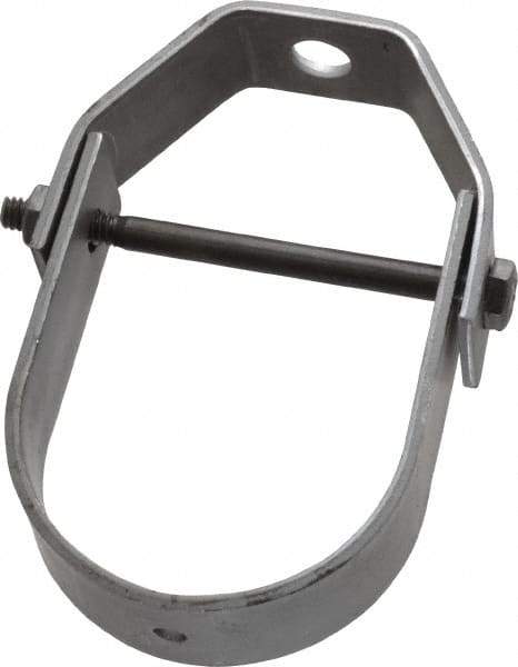 Made in USA - 2" Pipe, 3/8" Rod, Carbon Steel Adjustable Clevis Hanger - Black Coated, 610 Lb Capacity - Eagle Tool & Supply