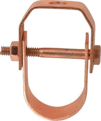 Value Collection - 1-1/4" Pipe, 3/8" Rod, Carbon Steel Adjustable Clevis Hanger - Copper Plated, 250 Lb Capacity - Eagle Tool & Supply