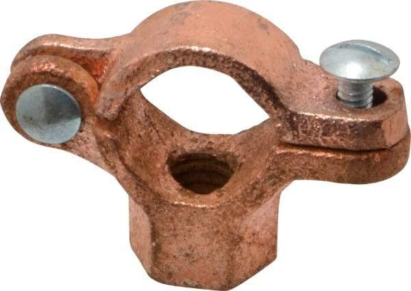 Value Collection - 1/2" Pipe, 3/8" Rod, Copper Plated Split Clamp - 180 Lb Capacity, Malleable Iron - Eagle Tool & Supply