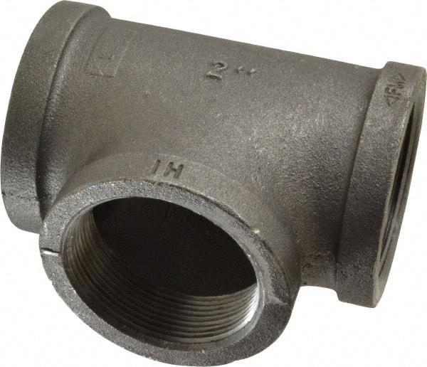 Made in USA - Size 2", Class 150, Malleable Iron Black Pipe Tee - 150 psi, Threaded End Connection - Eagle Tool & Supply