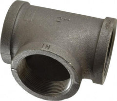 Made in USA - Size 2", Class 150, Malleable Iron Black Pipe Tee - 150 psi, Threaded End Connection - Eagle Tool & Supply