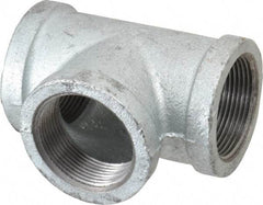 Made in USA - Class 150, 1-1/2" Galvanized Pipe Tee - Threaded, Malleable Iron - Eagle Tool & Supply