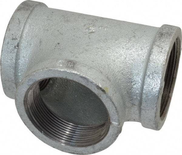 Made in USA - Class 150, 2" Galvanized Pipe Tee - Threaded, Malleable Iron - Eagle Tool & Supply