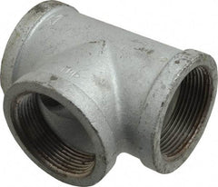 Made in USA - Class 150, 2-1/2" Galvanized Pipe Tee - Threaded, Malleable Iron - Eagle Tool & Supply