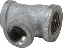Made in USA - Class 150, 1 x 3/4 x 3/4" Galvanized Pipe Reducing Tee - Threaded, Malleable Iron - Eagle Tool & Supply