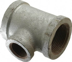 Made in USA - Class 150, 1-1/4 x 1-1/4 x 3/4" Galvanized Pipe Reducing Tee - Threaded, Malleable Iron - Eagle Tool & Supply