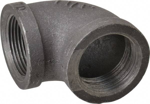 Made in USA - Size 1-1/4", Class 150, Malleable Iron Black Pipe 90° Elbow - 150 psi, Threaded End Connection - Eagle Tool & Supply