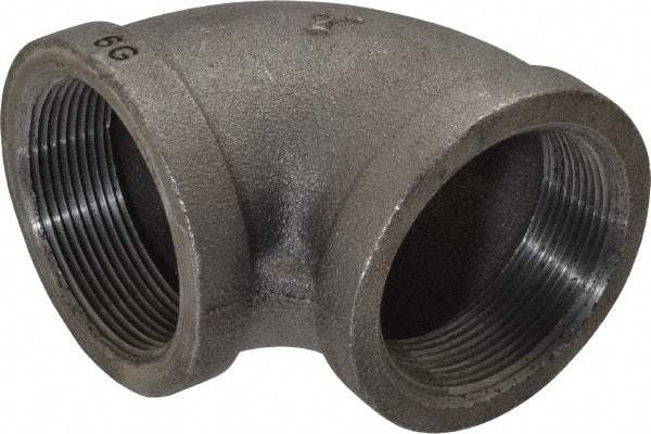 Made in USA - Size 2", Class 150, Malleable Iron Black Pipe 90° Elbow - 150 psi, Threaded End Connection - Eagle Tool & Supply