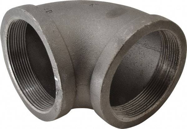 Made in USA - Size 4", Class 150, Malleable Iron Black Pipe 90° Elbow - 150 psi, Threaded End Connection - Eagle Tool & Supply
