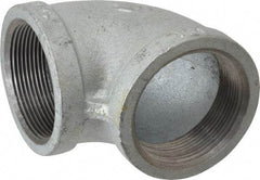 Made in USA - Class 150, 2" Galvanized Pipe 90° Elbow - Threaded, Malleable Iron - Eagle Tool & Supply