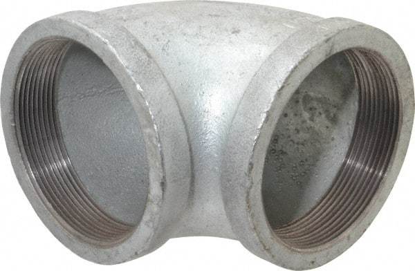 Made in USA - Class 150, 4" Galvanized Pipe 90° Elbow - Threaded, Malleable Iron - Eagle Tool & Supply