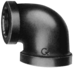 Made in USA - Size 2-1/2 x 1-1/2", Class 150, Malleable Iron Black Pipe 90° Elbow - 300 psi, Threaded End Connection - Eagle Tool & Supply