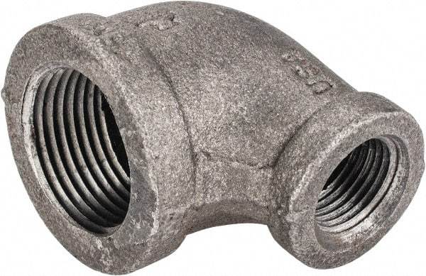 Made in USA - Size 3/4 x 3/8", Class 150, Malleable Iron Black Pipe Reducing Elbow - 150 psi, Threaded End Connection - Eagle Tool & Supply