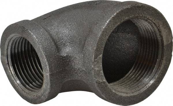 Made in USA - Size 1-1/4 x 1", Class 150, Malleable Iron Black Pipe Reducing Elbow - 150 psi, Threaded End Connection - Eagle Tool & Supply