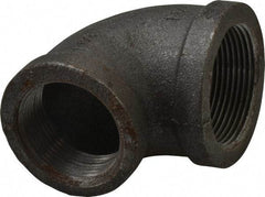 Made in USA - Size 1-1/2 x 1-1/4", Class 150, Malleable Iron Black Pipe Reducing Elbow - 150 psi, Threaded End Connection - Eagle Tool & Supply
