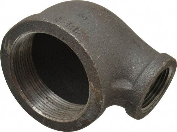 Made in USA - Size 2 x 1", Class 150, Malleable Iron Black Pipe Reducing Elbow - 150 psi, Threaded End Connection - Eagle Tool & Supply