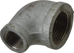 Made in USA - Class 150, 1 x 1/2" Galvanized Pipe Reducing Elbow - Threaded, Malleable Iron - Eagle Tool & Supply