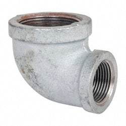 Made in USA - Class 150, 1-1/2 x 1" Galvanized Pipe Reducing Elbow - Threaded, Malleable Iron - Eagle Tool & Supply
