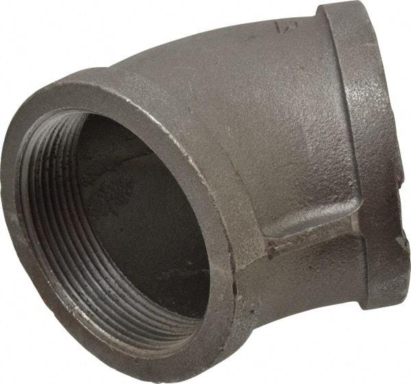 Made in USA - Size 3", Class 150, Malleable Iron Black Pipe 45° Elbow - 150 psi, Threaded End Connection - Eagle Tool & Supply