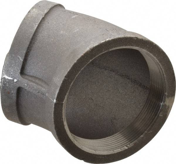 Made in USA - Size 4", Class 150, Malleable Iron Black Pipe 45° Elbow - 150 psi, Threaded End Connection - Eagle Tool & Supply