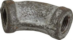 Made in USA - Class 150, 1/8" Galvanized Pipe 45° Elbow - Threaded, Malleable Iron - Eagle Tool & Supply