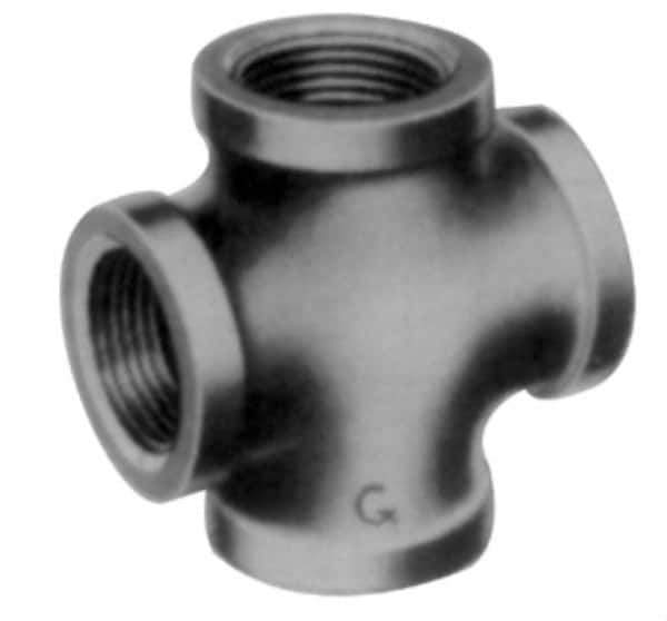 Made in USA - Size 1/4", Class 3,000, Forged Carbon Steel Black Pipe Cross - 3,000 psi, Threaded End Connection - Eagle Tool & Supply